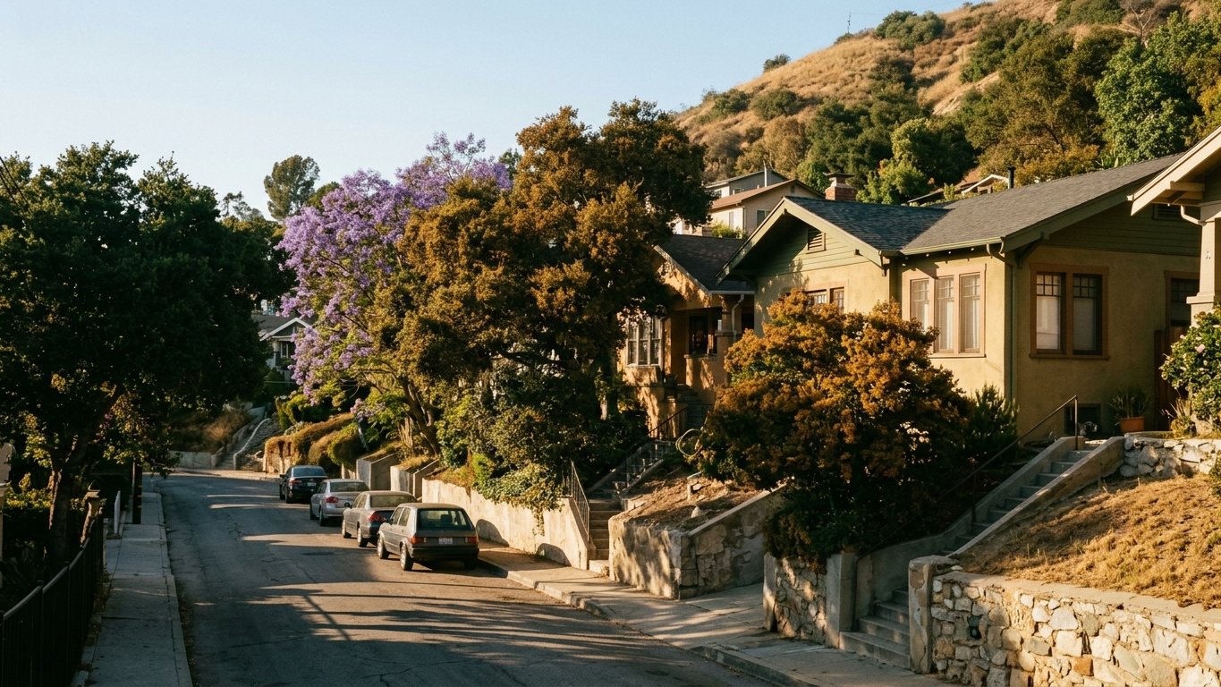 Residential streets and tree canopy in the Eastside & Northeast LA area