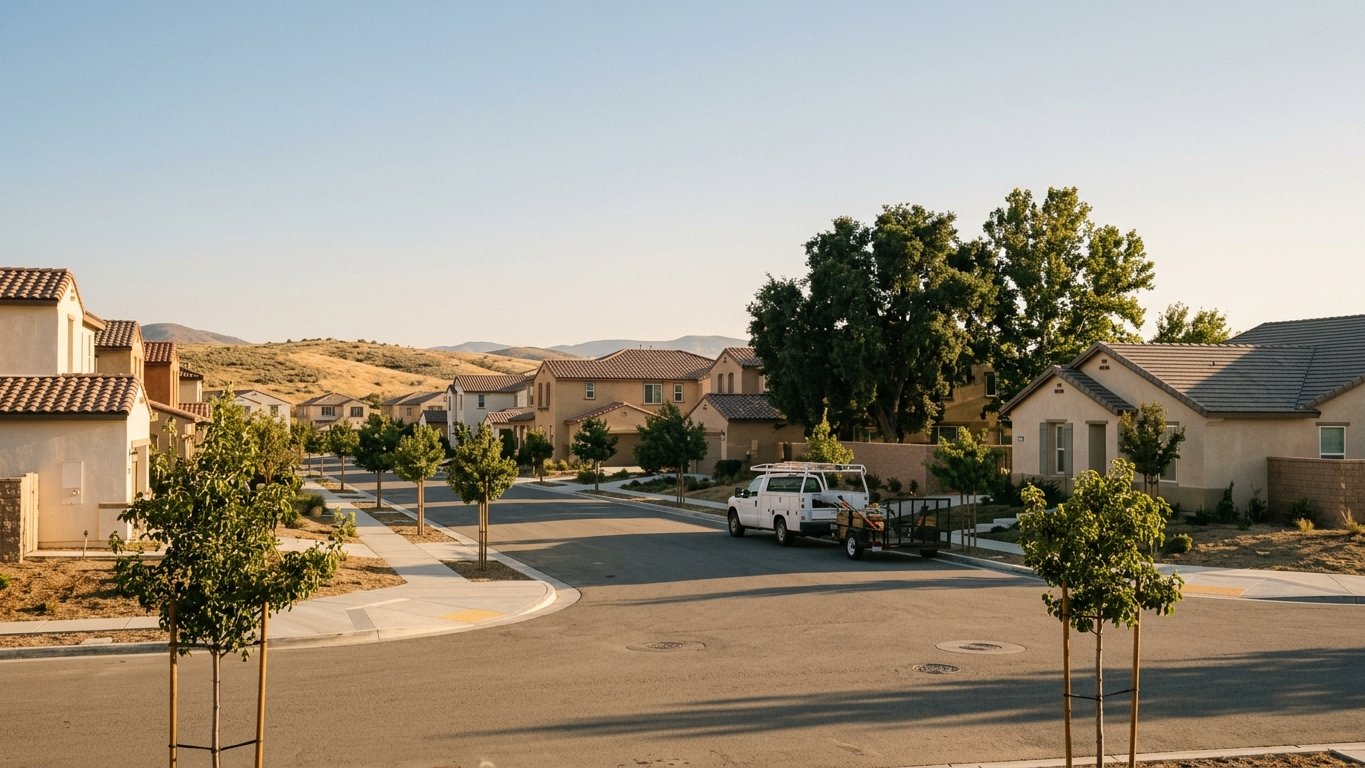 Residential streets and tree canopy in the Riverside County & Inland Empire area
