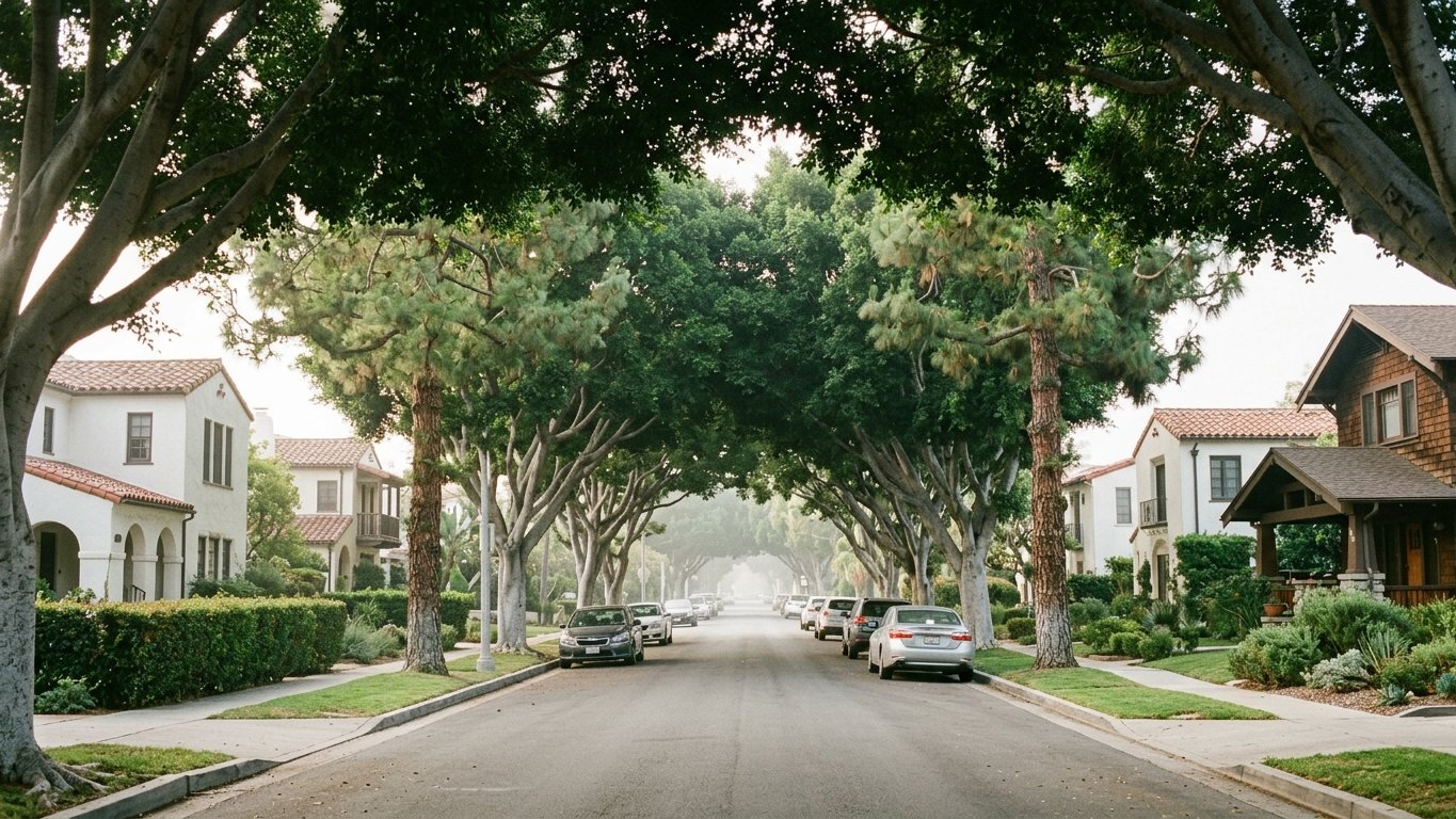Residential streets and tree canopy in the Westside area